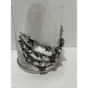 Halloween Gothic Skeleton Hand Bling Jeweled Wine/Water Glass Metal